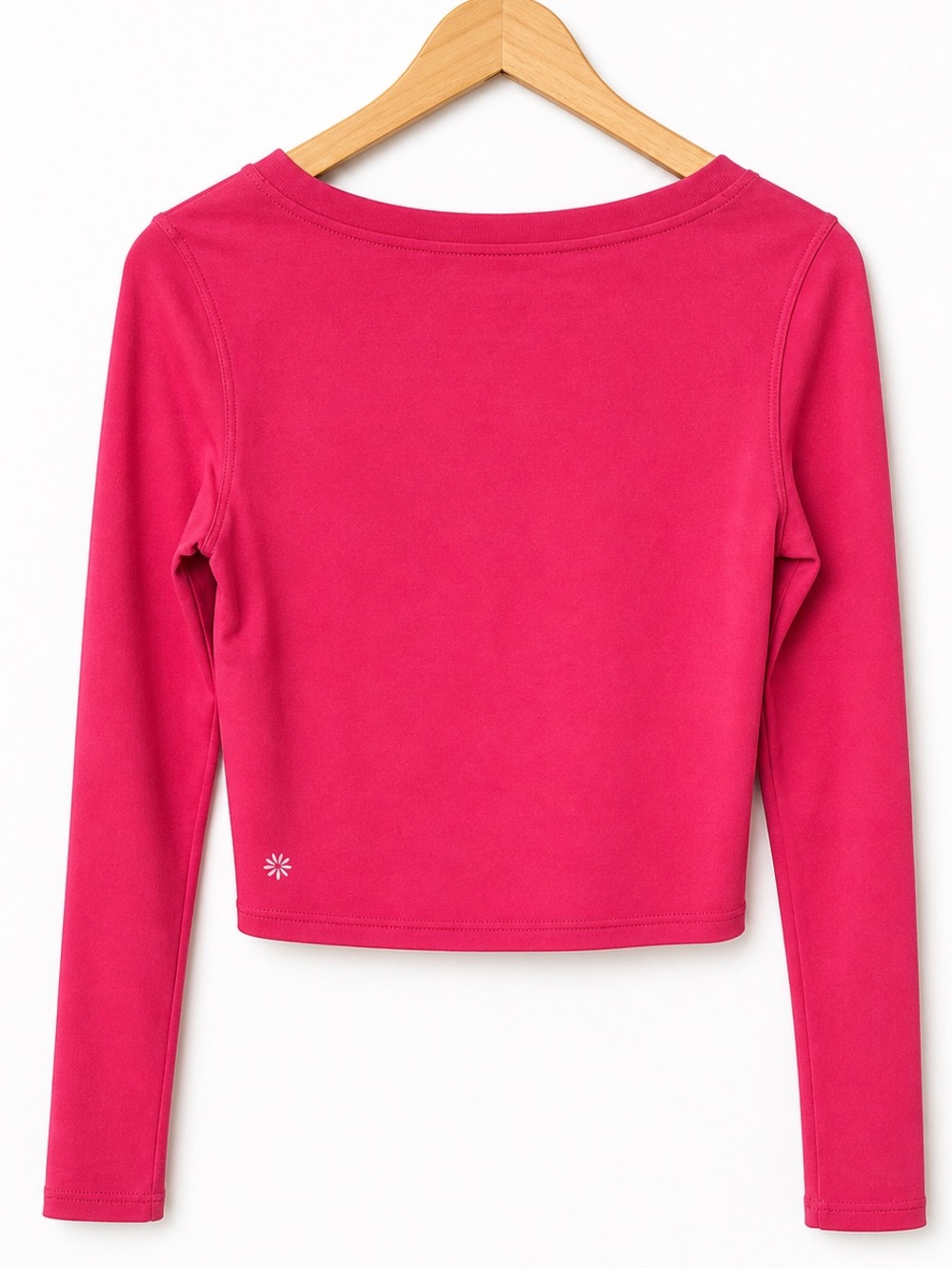 Athleta Shanti PowerVita Long Sleeve Crop Top Pink NWT Medium Thumbholes - Picture 2 of 12